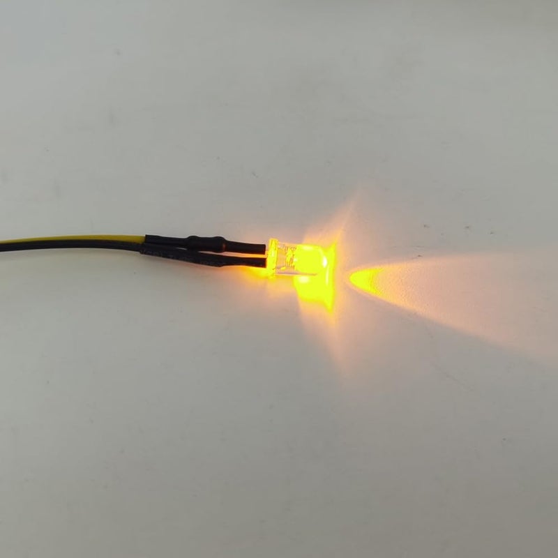 Vrabocry 20pcs 12 Volt 3mm Pre Wired Yellow Blinking LED Lights Emitting Diodes 1.5Hz Single Color Flashing 7.9 inch DC 12v LED Light Clear Lens Small LED Lamps DIY Lighting Projects - Image 5